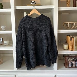 Jenni Kayne Alpaca Fisherman Crewneck XS Charcoal